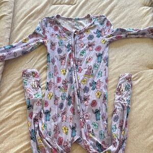 Posh Peanut Girls Stitch & Angel - Purple and Pink Footies One Piece